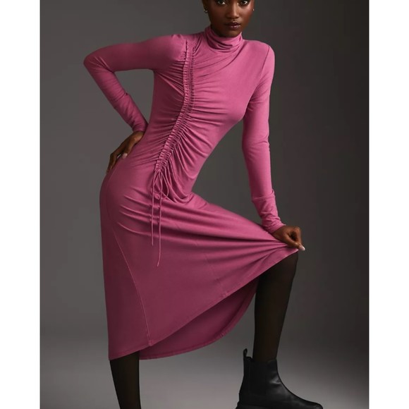 Anthropologie Dresses & Skirts - NWT Anthropologie Daily Practice pink ruched mock neck long sleeve dress size M